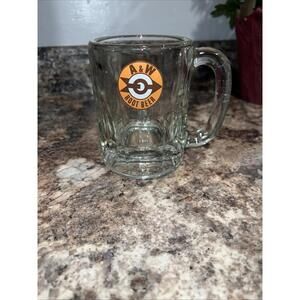 A & W Vintage ROOT BEER Glass Mug Stein   “mama heavy glass bullseye mug “ 4.5”